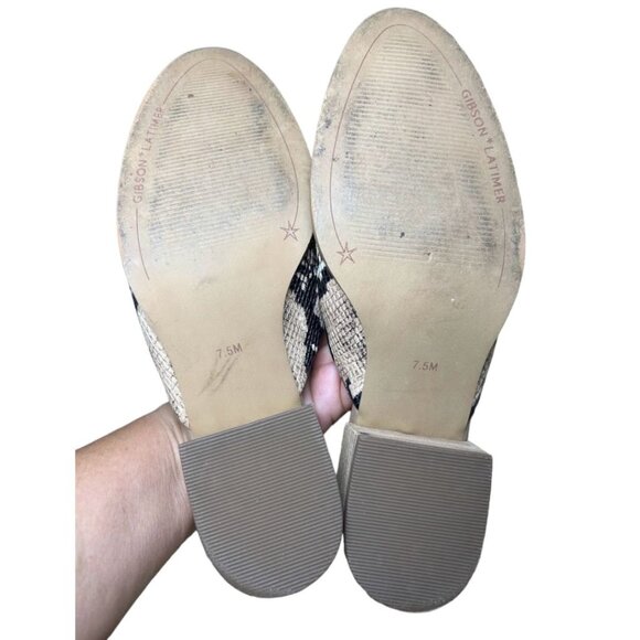Gibson Latimer Size 7.5 Goat Leather Snake Print Slip-On Slides Heel - Picture 6 of 7
